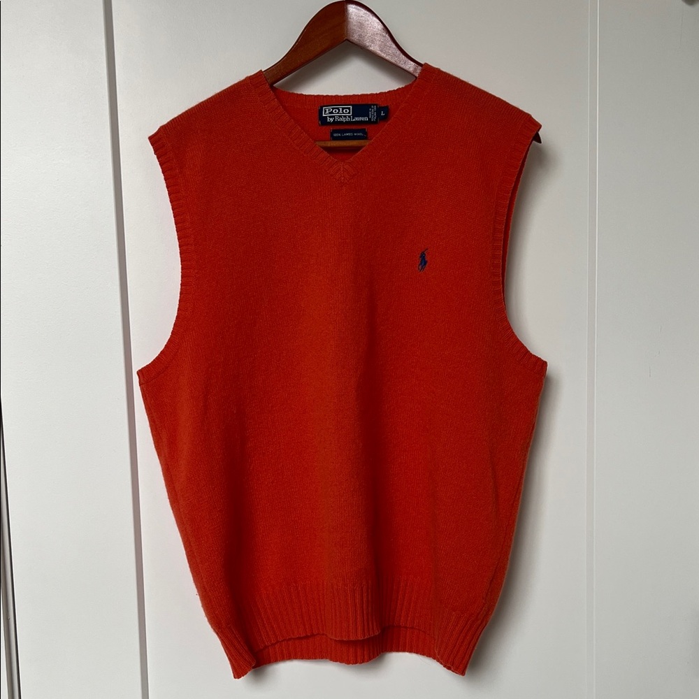 Polo by Ralph Lauren Men's V-Neck Orange Sweater Vest